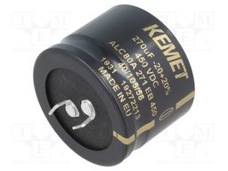 Capacitor: electrolytic; 270uF; 450VDC; ESR: 496mΩ; SNAP-IN; ±20%
