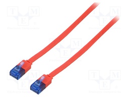 Patch cord; U/UTP; 6a; stranded; Cu; PVC; red; Len: 1m; 32AWG
