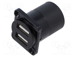 Coupler; USB A socket x2,both sides; for panel mounting,screw