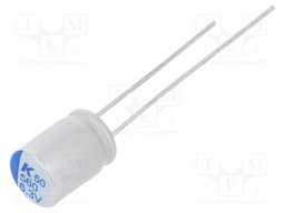 Capacitor: polymer; 560uF; 6.3VDC; ESR: 18mΩ; A750; THT; ±20%; 2000h