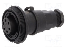 Connector: circular; plug; female; PIN: 6; 5A; 277V; IP68,IP69K