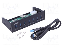 Hub USB; USB 3.0; size for 5.25" drive bay; USB A socket x7