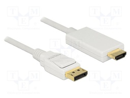 Cable; DisplayPort plug,HDMI plug; 4K,UHD 2160p; Len: 1m; white