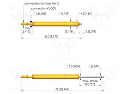 Test needle; Spring compression: 12mm; 20mm; 2A; steel; Ø: 1.3mm