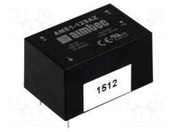 Converter: AC/DC; 1W; Uout: 5VDC; Iout: 0.2A; 57%; Mounting: PCB; 3kV