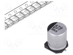 Capacitor: electrolytic; low impedance; 470uF; 25VDC; Case: F; FT