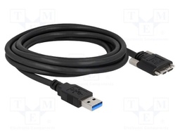 Cable; USB A plug,USB B micro plug; gold-plated; 3m; black; 5Gbps