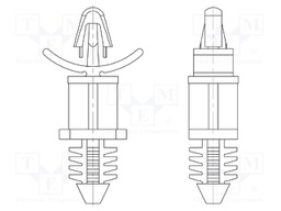 PCB distance; polyamide 66; L: 6.4mm; ribbing rod,snap fastener