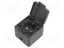 Connector: AC supply; socket; 2P+PE; 250VAC; 16A; dark grey; PIN: 3