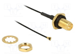 Cable; 100mm; IPEX MHF 4L,RP-SMA female; black; with o-ring seal