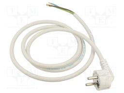 Cable; CEE 7/7 (E/F) plug angled,wires; PVC; 1.5m; white; 16A