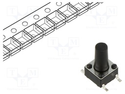 Microswitch TACT; SPST; Pos: 2; 0.05A/12VDC; SMT; 2.45N; 6x6x3.5mm