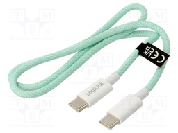 Cable; USB 2.0; USB C plug,both sides; 500mm; green; 480Mbps; 60W
