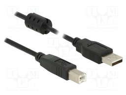 Cable; USB 2.0; USB A plug,USB B plug; 0.5m; black; 24AWG,28AWG