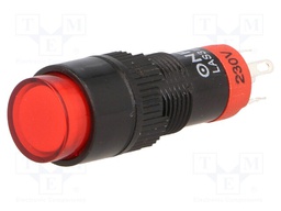 Switch: push-button; Pos: 2; SPDT; 0.5A/250VAC; 1A/24VDC; red; red
