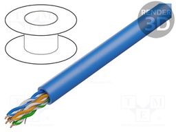 Wire; U/UTP; 4x2x23AWG; 6; solid; Cu; LSZH; blue; 100m; Øcable: 5.4mm