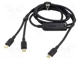 Cable; USB C plug,USB C plug x2; 1.5m; black; textile; 140W