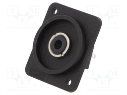 Socket; Jack 6,35mm; female; stereo; with on/off switch; black