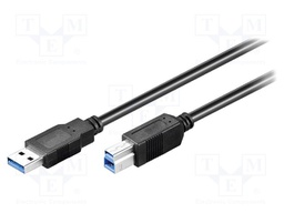 Cable; USB 3.0; USB A plug,USB B plug; 0.5m; black