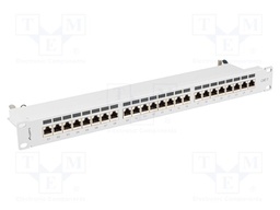 Patch panel; white; Number of ports: 24; Cat: 7; RJ45 socket x24