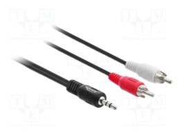 Cable; Jack 3.5mm 3pin plug,RCA plug x2; 5m; black