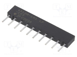Fixed Network Resistor, 10 kohm, 4300R Series, 9 Elements, Bussed, SIP, 10 Pins