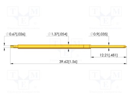 Test needle; Spring compression: 8mm; 10.2mm; 5A; steel; Ø: 0.9mm