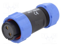 Plug; female; SP21; PIN: 2; IP68; 4.5÷7mm; soldering; for cable; 500V