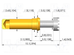 Test needle; Spring compression: 2.8mm; 3.5mm; 8A; CuBe; Ø: 3.5mm