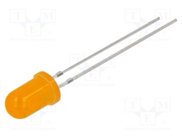 LED; 5mm; orange; 220÷330mcd; 30°; Front: convex; 15V; Pitch: 2.54mm
