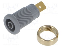 Connector: 4mm banana; socket; 32A; 1kV; grey; gold-plated; 33mm