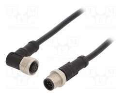 Cable: for sensors/automation; PIN: 8; M12-M12; 1m; plug; plug; 30V