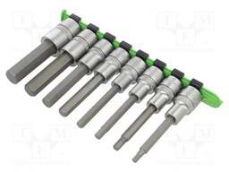 Socket-set; hex key,socket spanner; Chrom-vanadium steel; 1/2"
