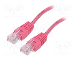 Patch cord; U/UTP; 5e; stranded; CCA; PVC; pink; Len: 3m; 26AWG