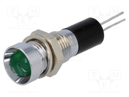 Indicator: LED; recessed; 24VDC; Cutout: Ø8mm; for PCB; brass