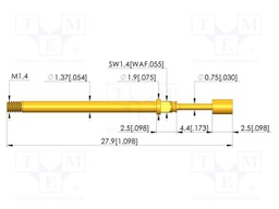 Test needle; Spring compression: 3.5mm; 4.4mm; 5A; CuBe; Ø: 1.8mm