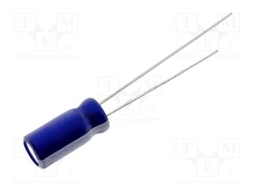 Capacitor: electrolytic; THT; 22uF; 25VDC; Ø5x11mm; Pitch: 2mm; ±20%