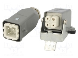Connector: HDC; male + female; S-A; PIN: 4; 3+PE; size 3A; angled