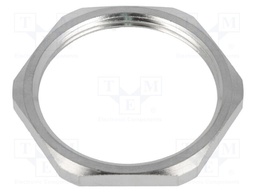 Nut; M40; brass; nickel; D: 5mm; Spanner: 46mm; Thread: metric