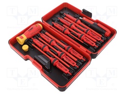 Kit: screwdrivers; Pcs: 14; insulated; 1kVAC; plastic box