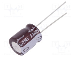 Capacitor: electrolytic; low impedance; THT; 2.2uF; 250VDC; ±20%