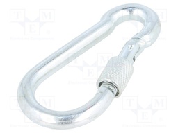 Snap hook; steel; for rope; 70mm; zinc; Size: 7mm; with protection