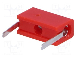 Socket; 2mm banana; 6A; 10.25mm; red; Mounting: PCB; Plating: tinned