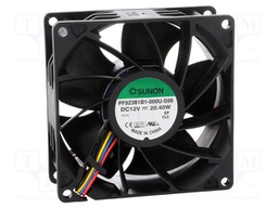Fan: DC; axial; 12VDC; 92x92x38mm; 234.63m3/h; 63.7dBA; Len: 300mm