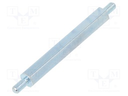 Screwed spacer sleeve; 40mm; Ext.thread: M3; hexagonal; steel