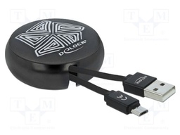 Cable; USB 2.0,rolled; USB A plug,USB B micro plug; 0.92m; black