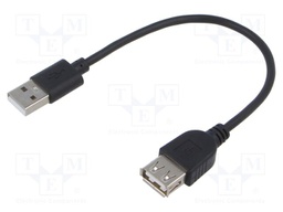 Cable; USB 2.0; USB A socket,USB A plug; nickel plated; 0.15m