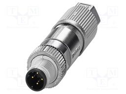 Plug; M12; PIN: 4; male; D code-Ethernet; for cable; IDC; straight