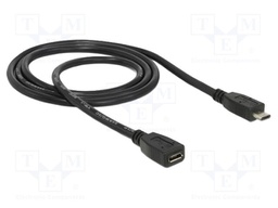 Cable; USB 2.0; USB B micro socket,USB B micro plug; 1m; black