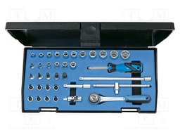 Wrench-set; 6-angles,rattle,socket spanner; tool steel; 1/4"